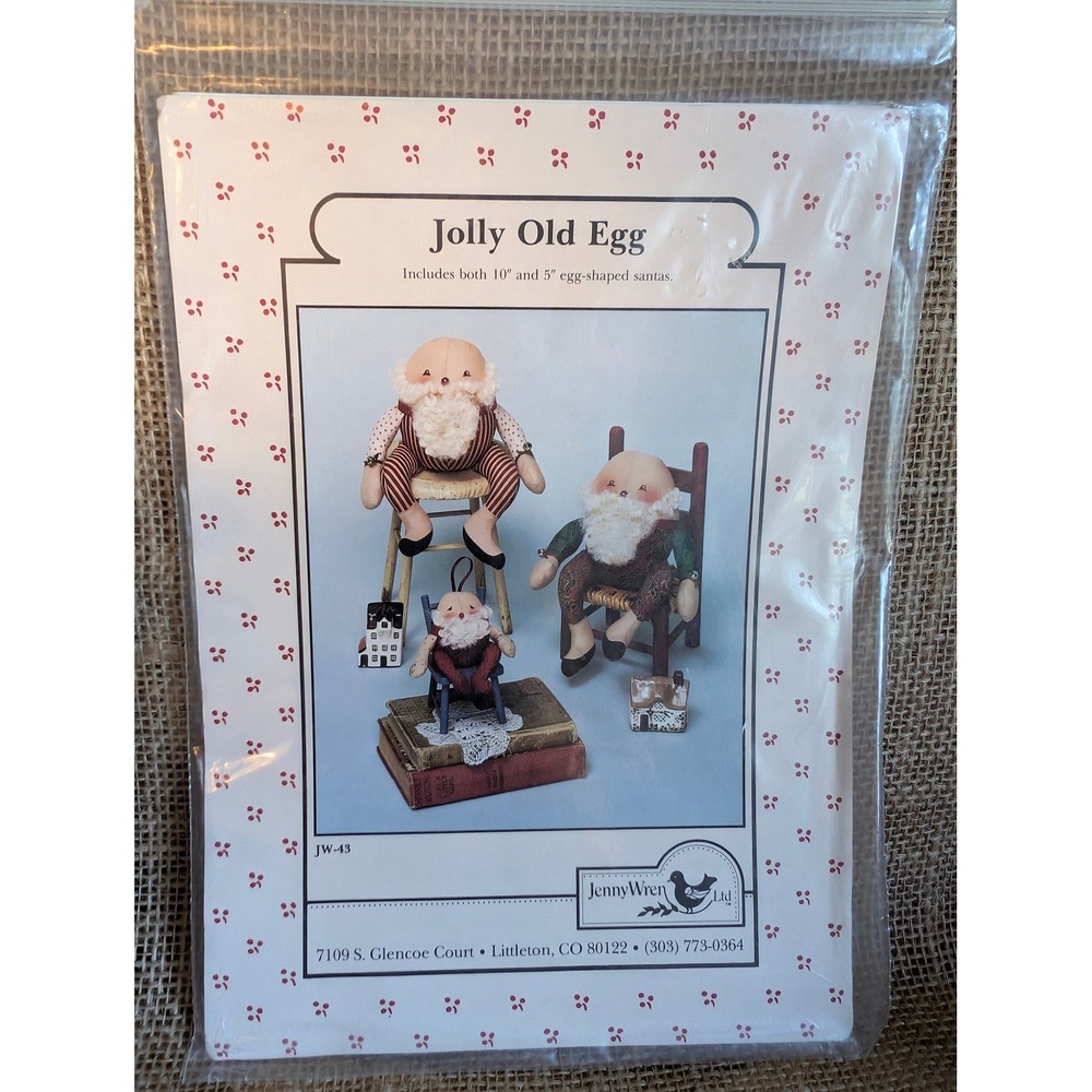 Jenny Wren Ltd Jolly Old Egg Santa Sewing Pattern JW-43 Vintage 1990 10in 5in
